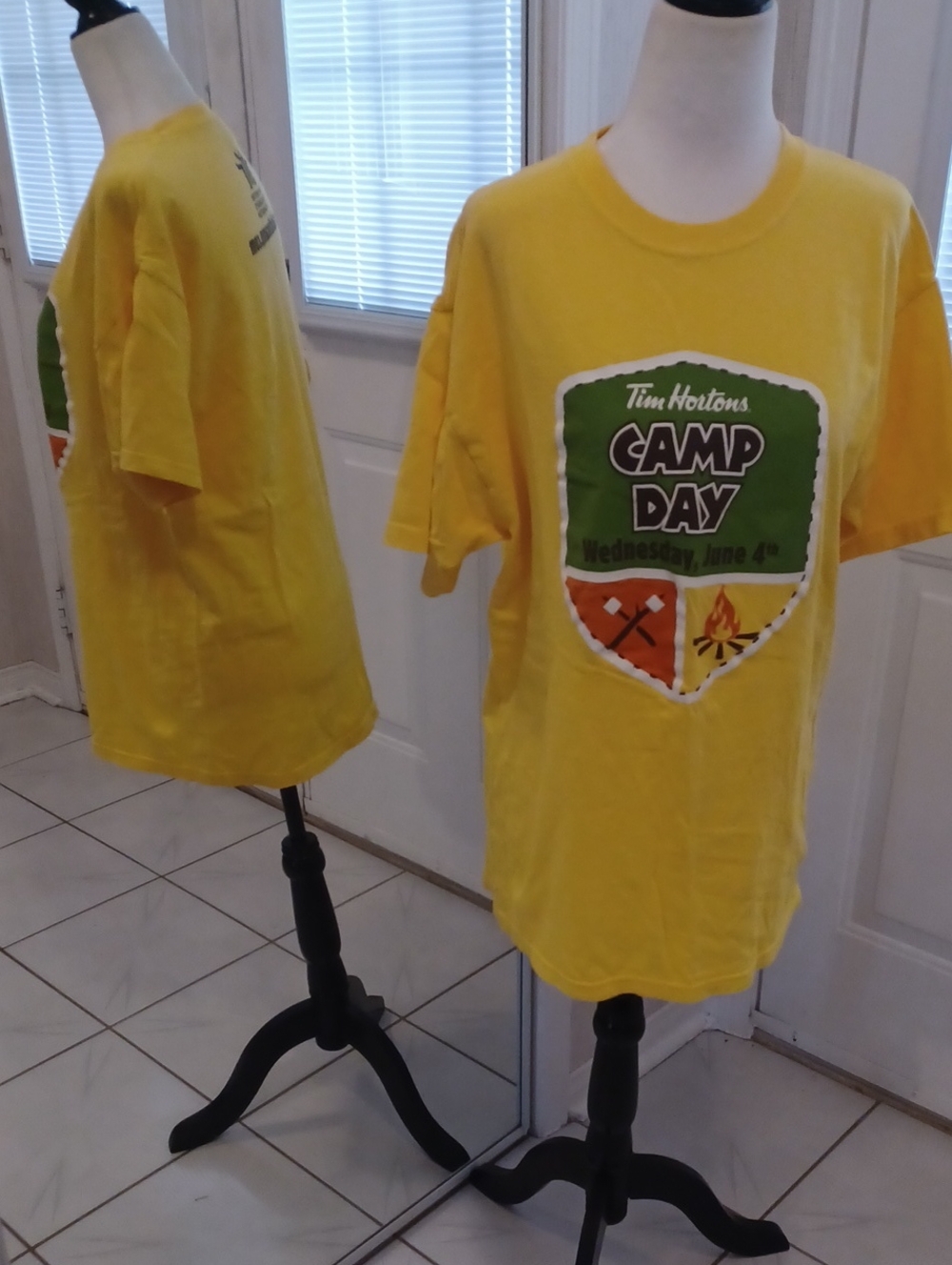 4/$40 Tim Hortons Yellow Camp Day T-Shirt - Size Medium